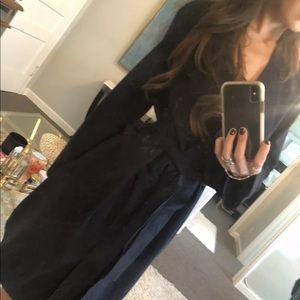 Vince navy suede trench coat size xs retail $1950